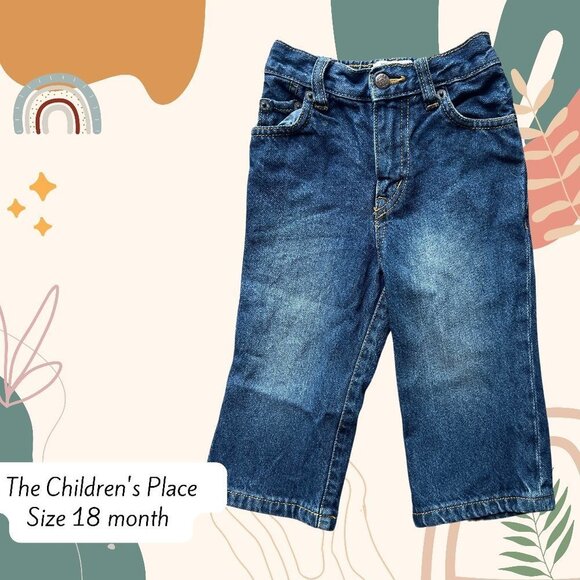 The Children Place Jeans Kids Blue Cotton Blend Straight Leg Size 18 Month - Picture 1 of 4